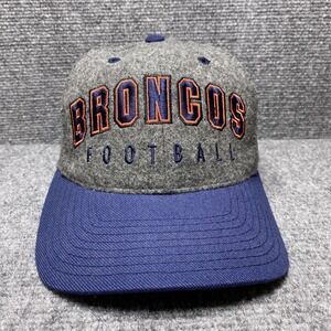 Denver Broncos Hat Cap Strap Back Gray Blue NFL Football Mens Wool Throwback